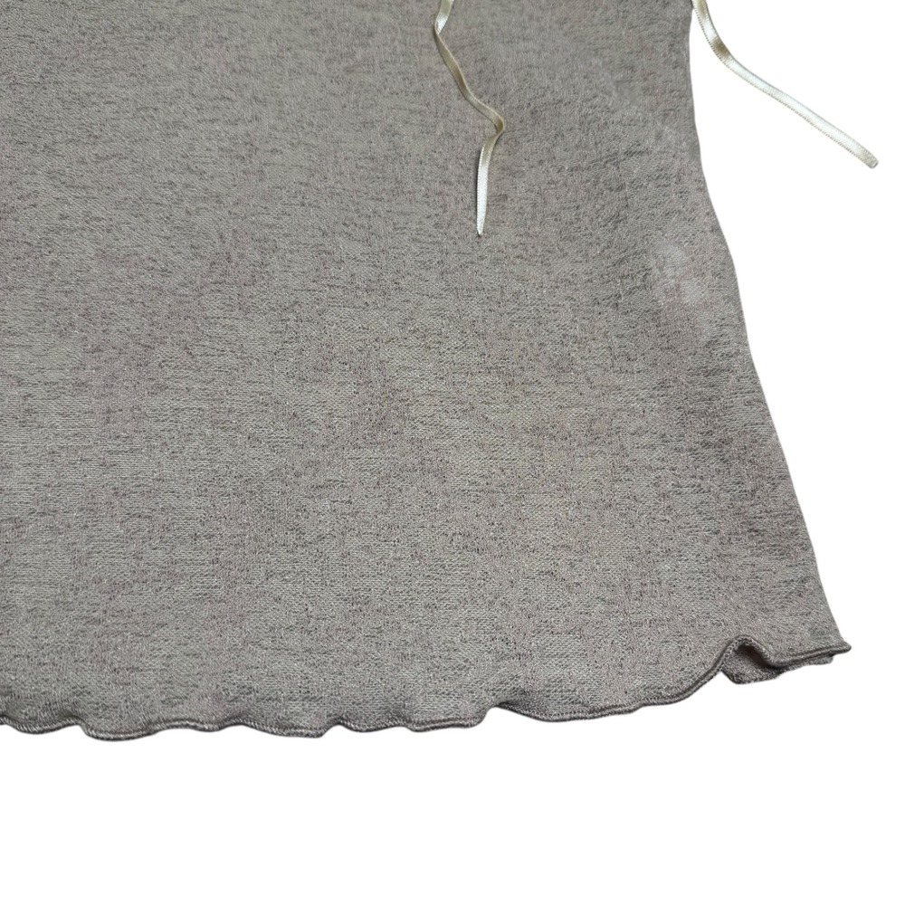 Wet Seal Y2K Babydoll Tank Top Dainty Ribbon Lace Trim Small Beige - Picture 5 of 6